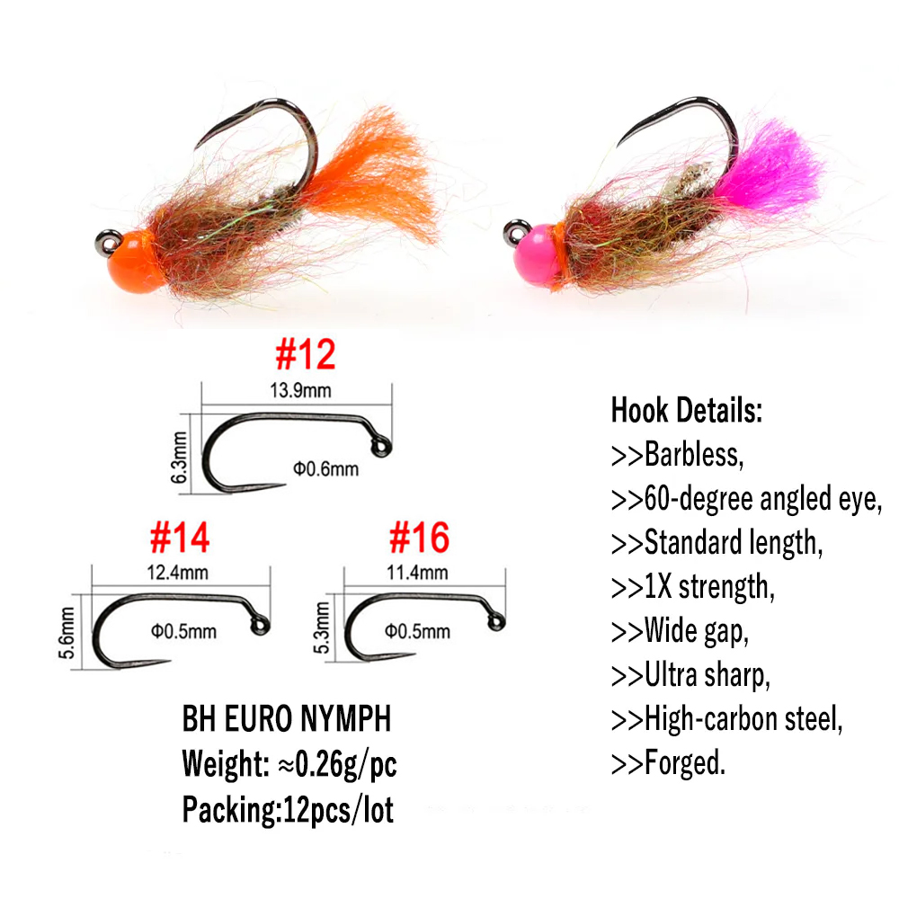 Wifreo 12pcs Tungsten Beadhead - Fishing Hook Barbless 评论和价格