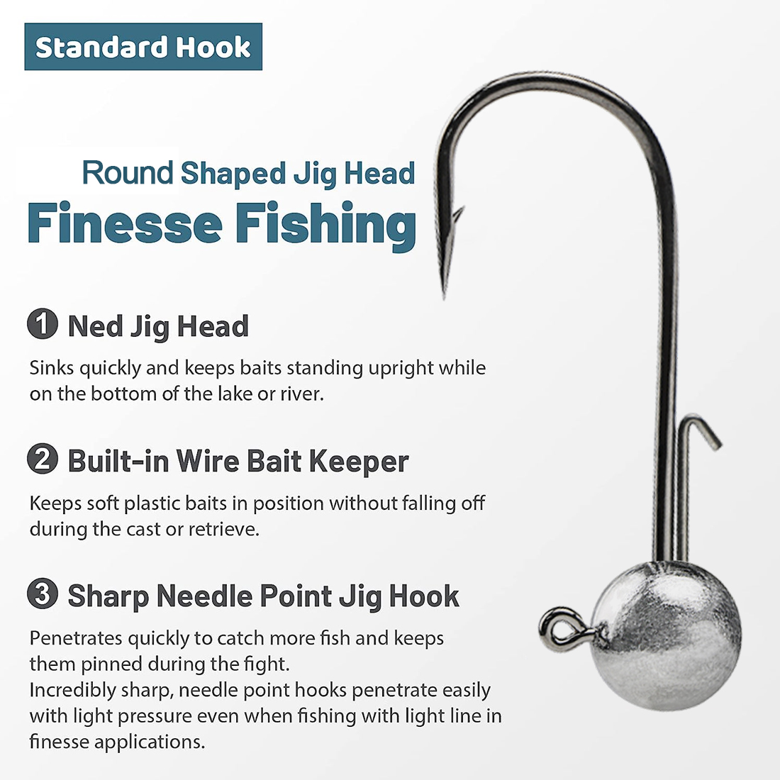 FishTrip 1~10pcs Ned Jig Heads - Fishing Hook Weedless 评论和价格