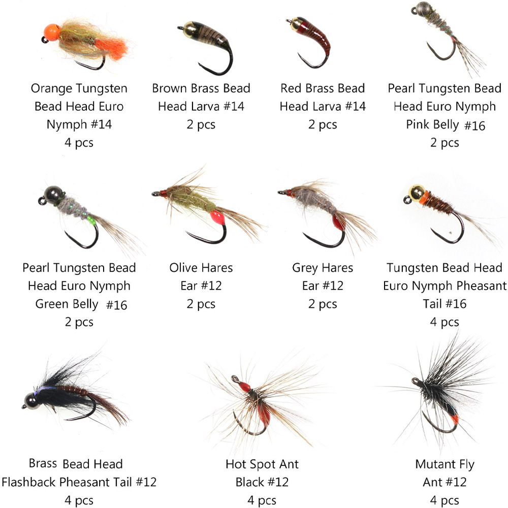 32PCS Nymph Flies Kit Trout Fi - Fishing Hook Barbless 评论和价格