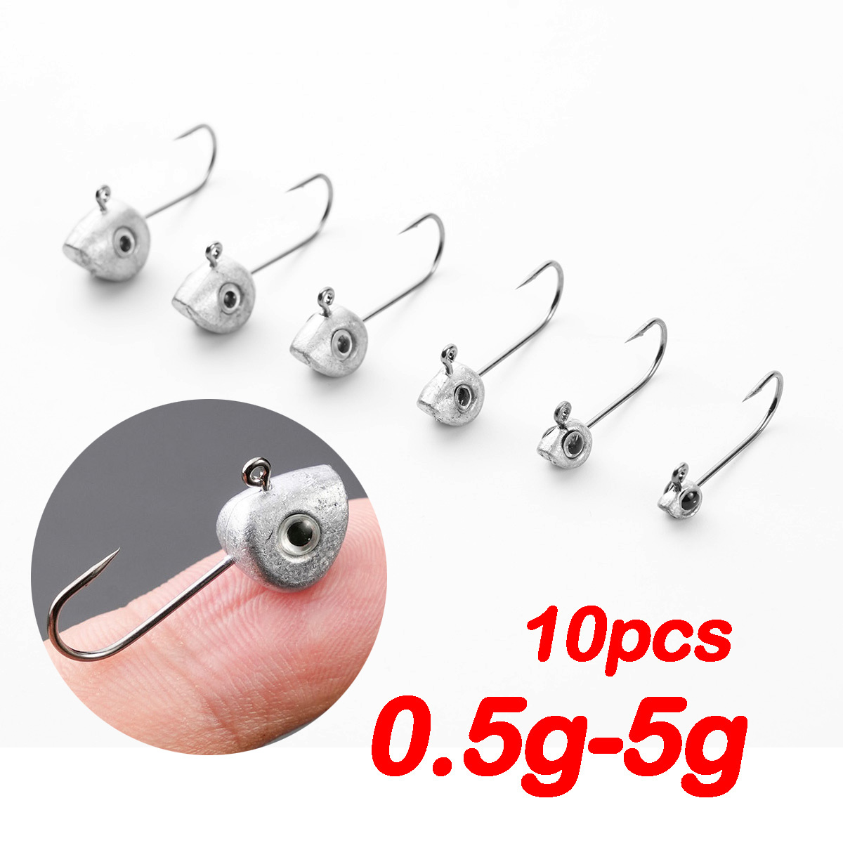 10pcs Mini Jig Head Hook 3D Ey - Fishing Hook Offset 评论和价格