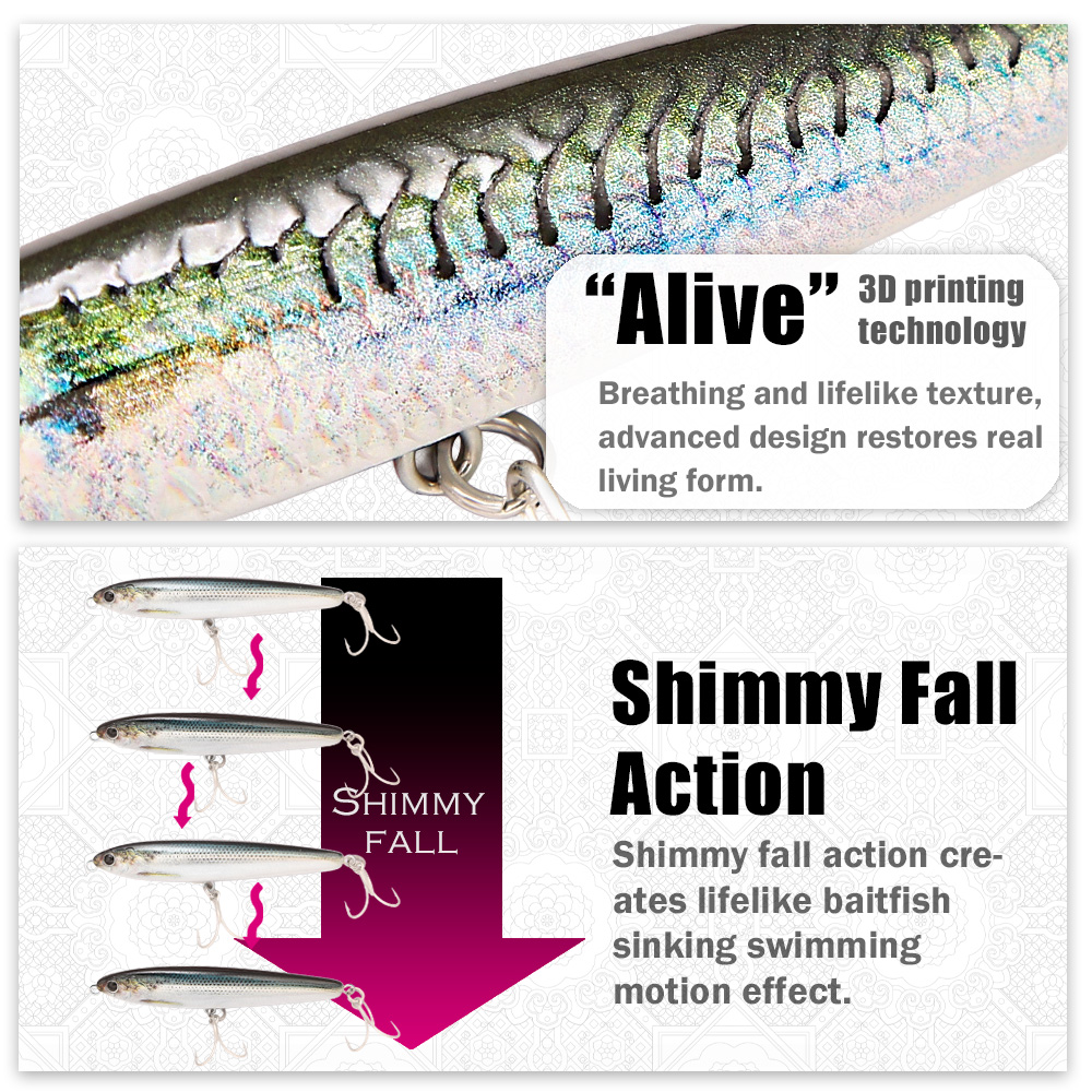 B&U Sinking Pencil Fishing Lur - Fishing Hook Treble 评论和价格