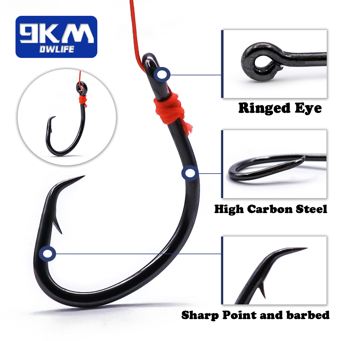 9KM Circle Hooks 25~50Pcs Salt - Fishing Hook Circle 评论和价格