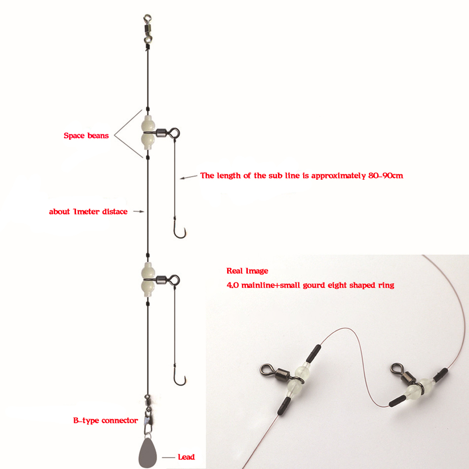 MNFT 100Pcs Luminous 3 Way Dur - Fishing Hook Size 评论和价格
