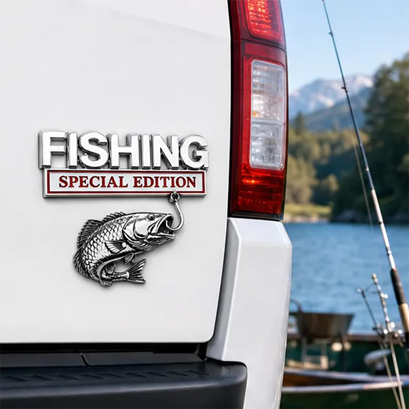 Chrome Fishing Car Badge Metal - Fishing Hook 评论和价格