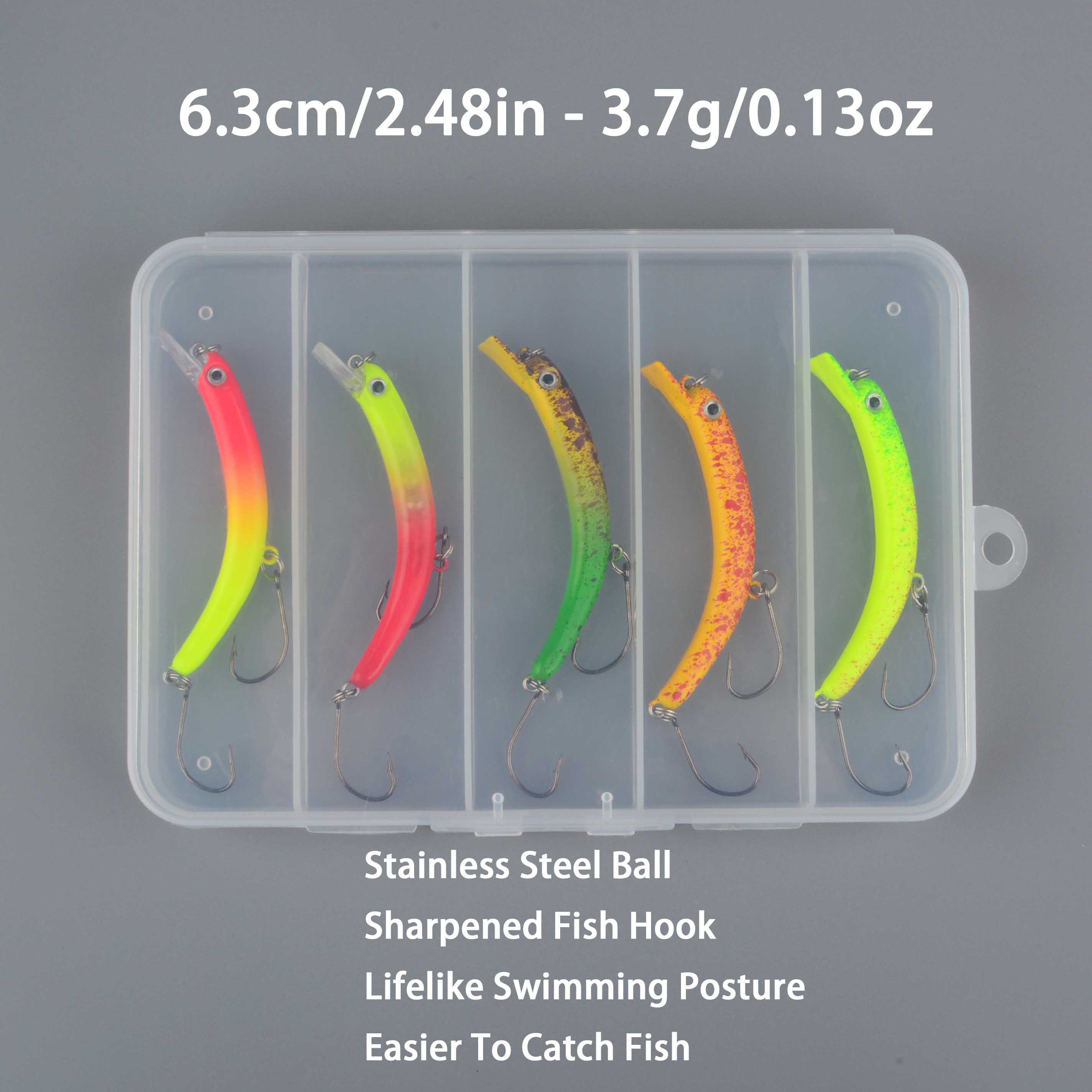 5PCS BOX Mini Slow Sinking Min - Fishing Hook Box 评论和价格