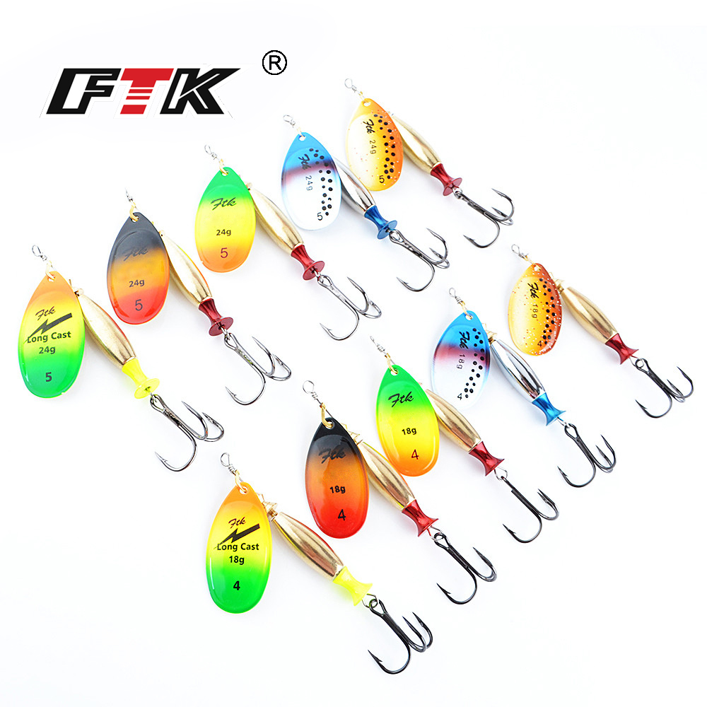 FTK 18g 24g Spinner Bait Hard  - Fishing Hook Treble 评论和价格