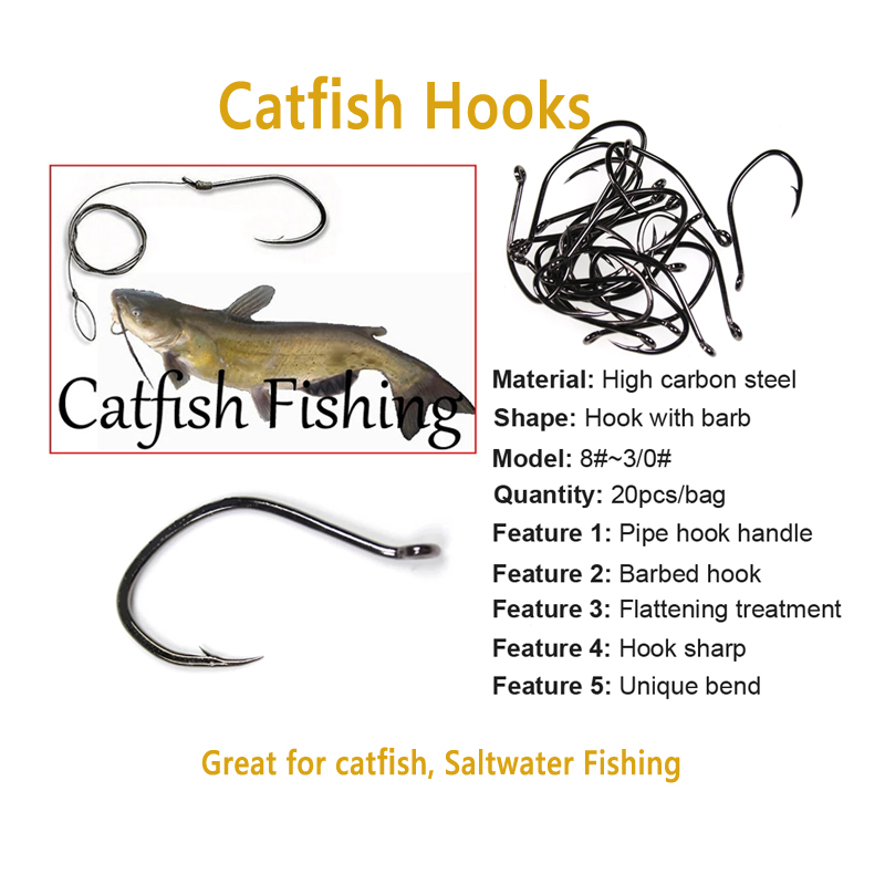 Wifreo 20pcs V Shape Catfish H - Fishing Hook Assortment 评论和价格