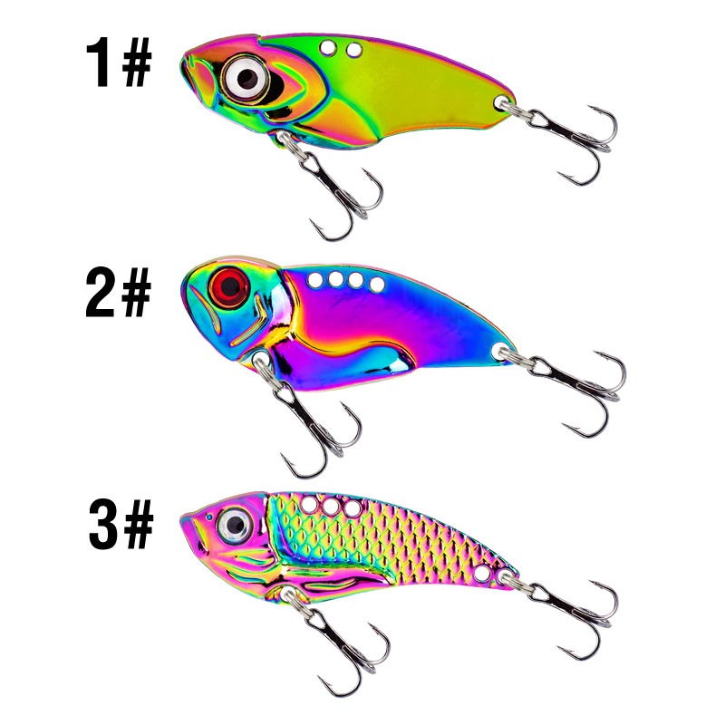 3PCS Metal Colorful VIB Lure 5 - Fishing Hook Treble 评论和价格