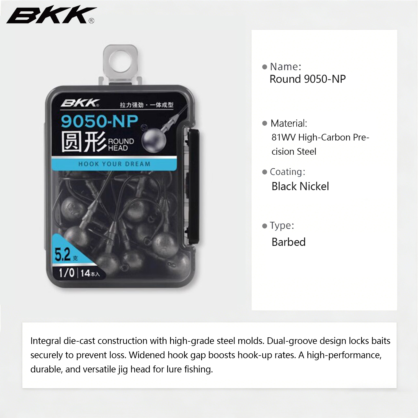 BKK 9050-NP Jig Head Hooks, Ro - Fishing Hook Weedless 评论和价格