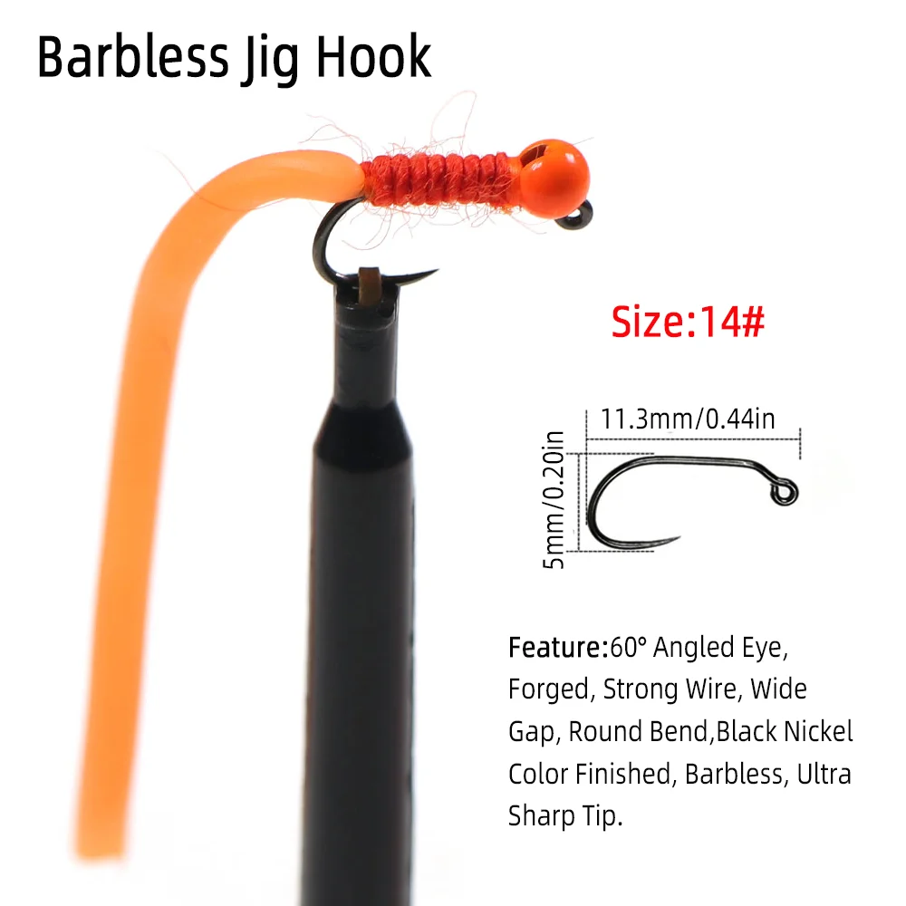 4pcs #14 Tungsten Bead Head Sq - Fishing Hook Barbless 评论和价格