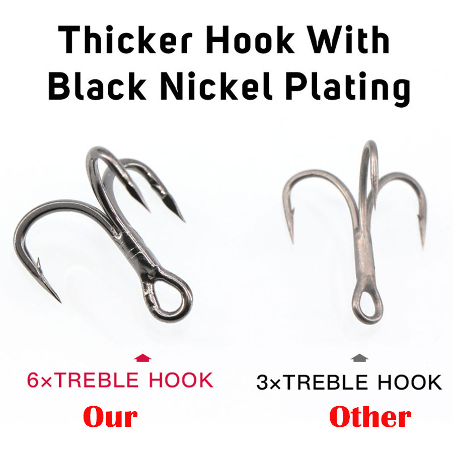 6X Fishing Treble Hooks Black  - Fishing Hook Offset 评论和价格