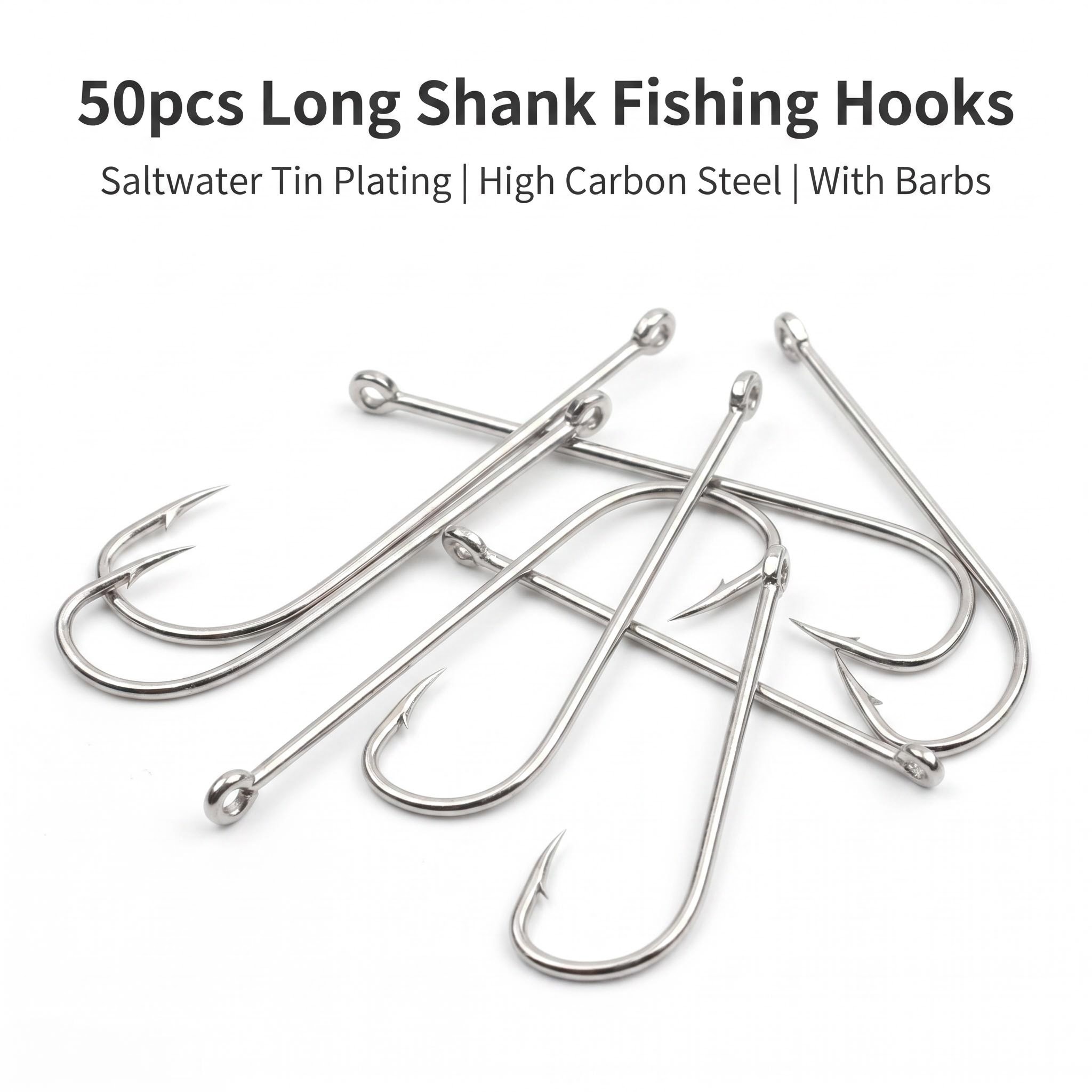 50pcs Long Shank Saltwater Cir - Fishing Hook Circle 评论和价格